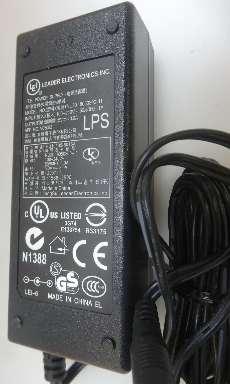 New LEI NU20-8050300-I1 Adapter 5V 3.0A Charger for Laptop Power Supply - Click Image to Close